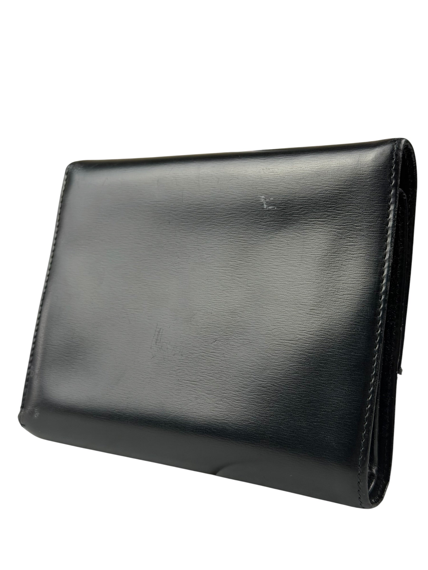 Cartier Black Leather Panther C Tri-Fold Wallet