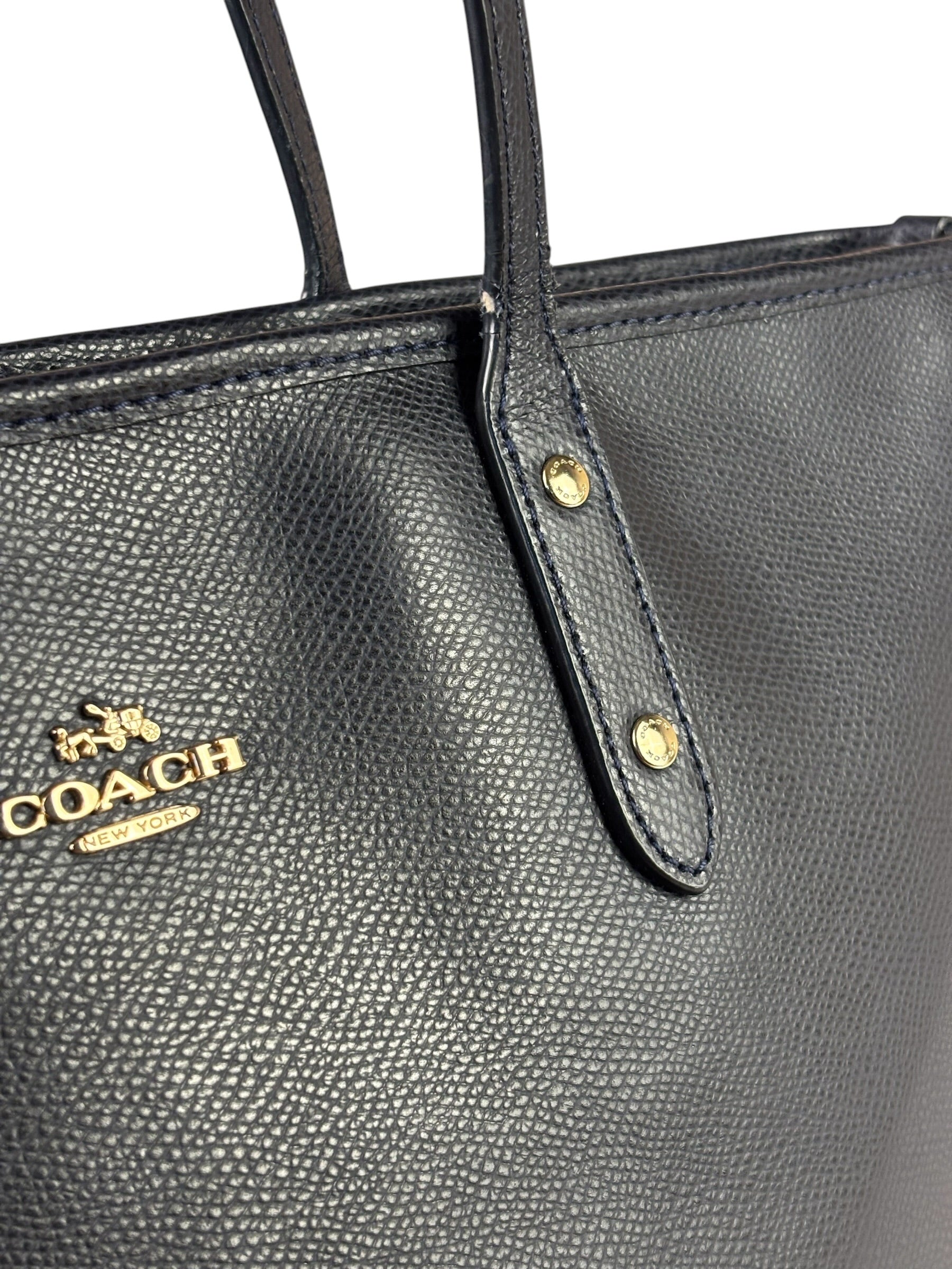 Coach Navy Crossgrain Leather City Zip Shoulder Bag
