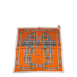 Hermes Orange Brides de Gala Silk Pocket Square