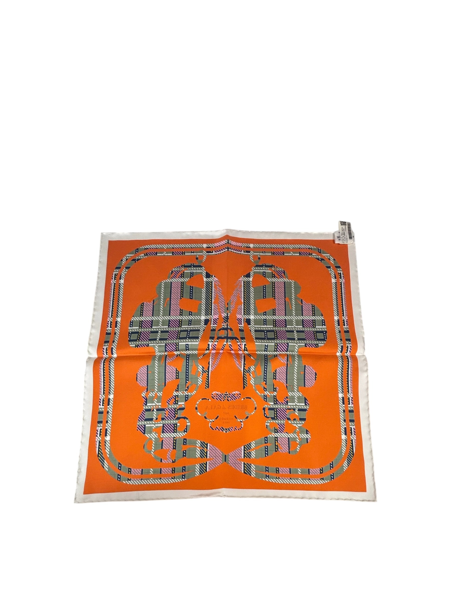 Hermes Orange Brides de Gala Silk Pocket Square
