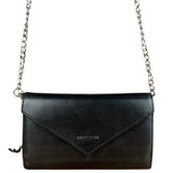 Balenciaga Black Leather Flap Wallet on Chain Bag
