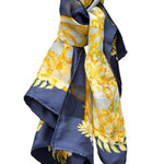 Christian Dior Dark Blue Borders Architectural Scroll Silk Scarf