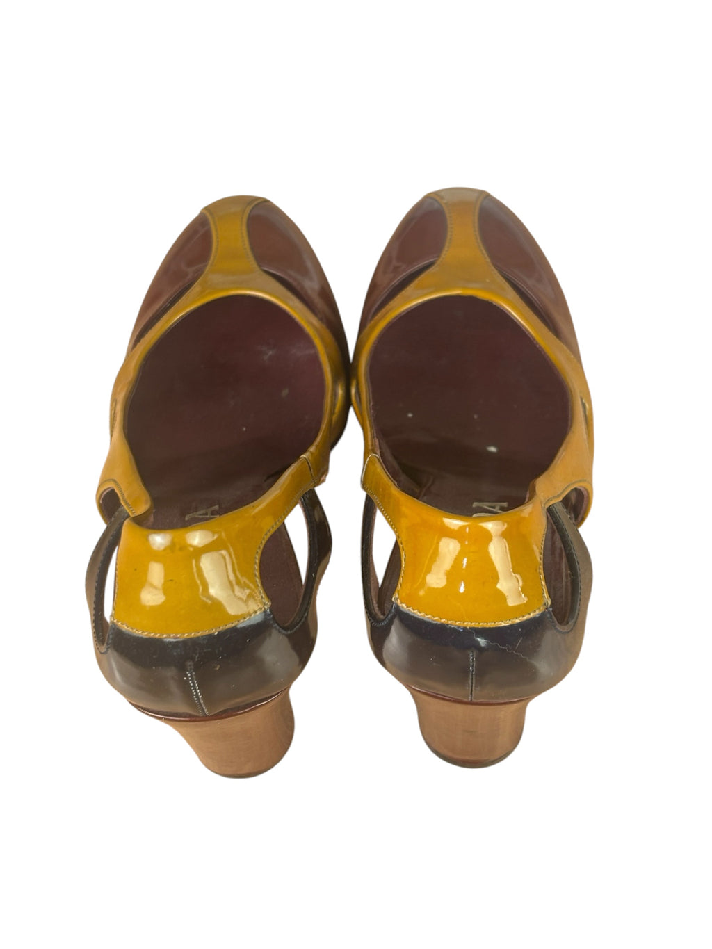 Prada SS2000 Burgundy Patent Leather Runway Block Heels