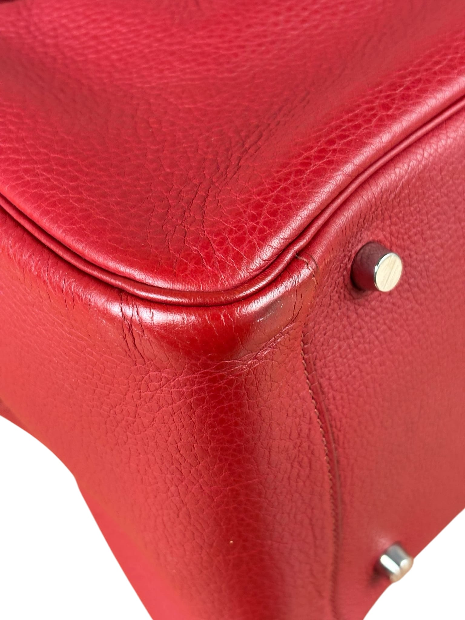 Hermes Rouge Clemence Leather Lindy 34