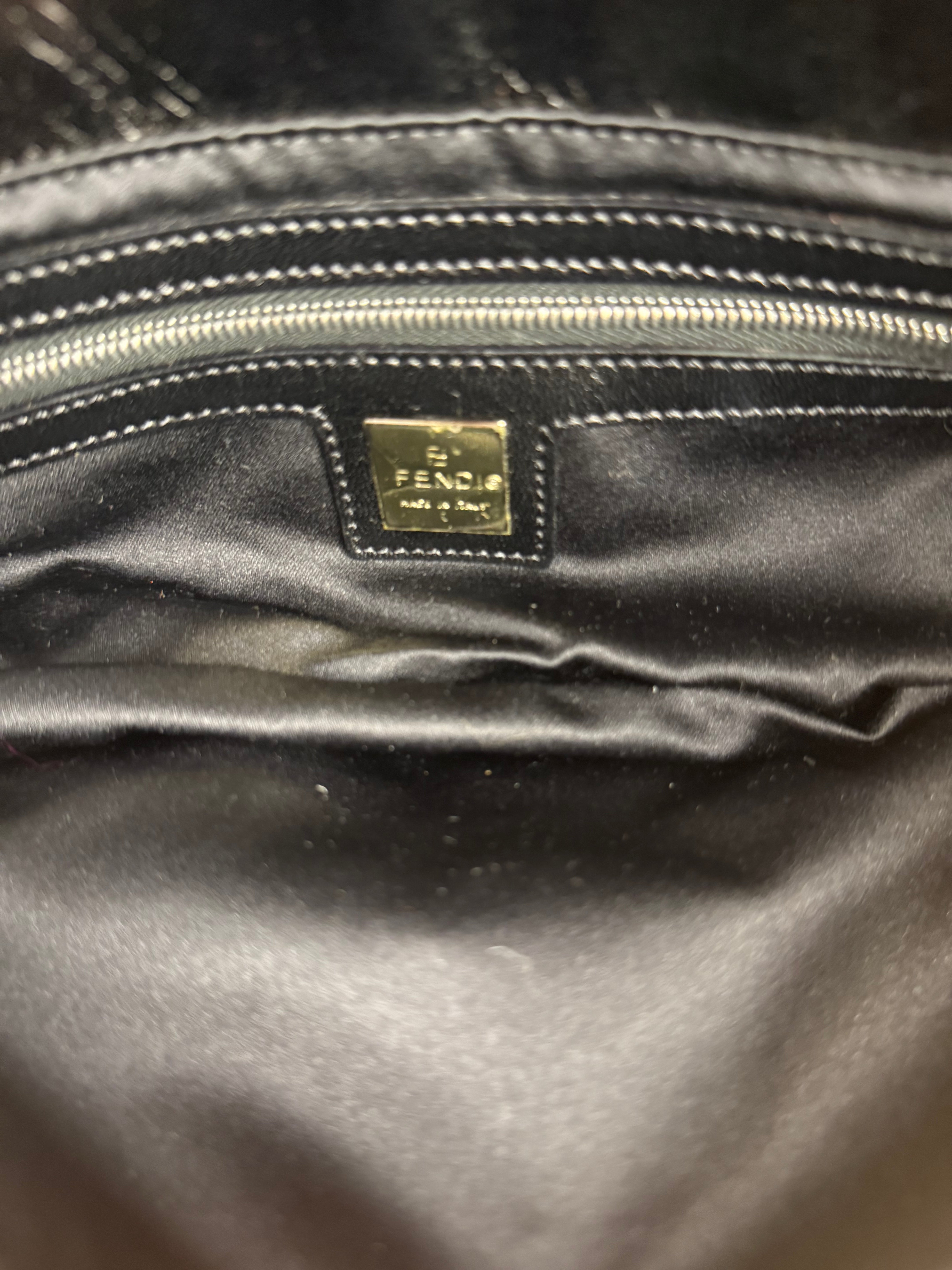 Fendi Vintage Black Sequin Baguette Shoulder Bag