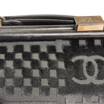 Chanel Black Velvet Leather Trim Kiss-Lock Two-Way Bag 2006