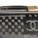 Chanel Black Velvet Leather Trim Kiss-Lock Two-Way Bag 2006