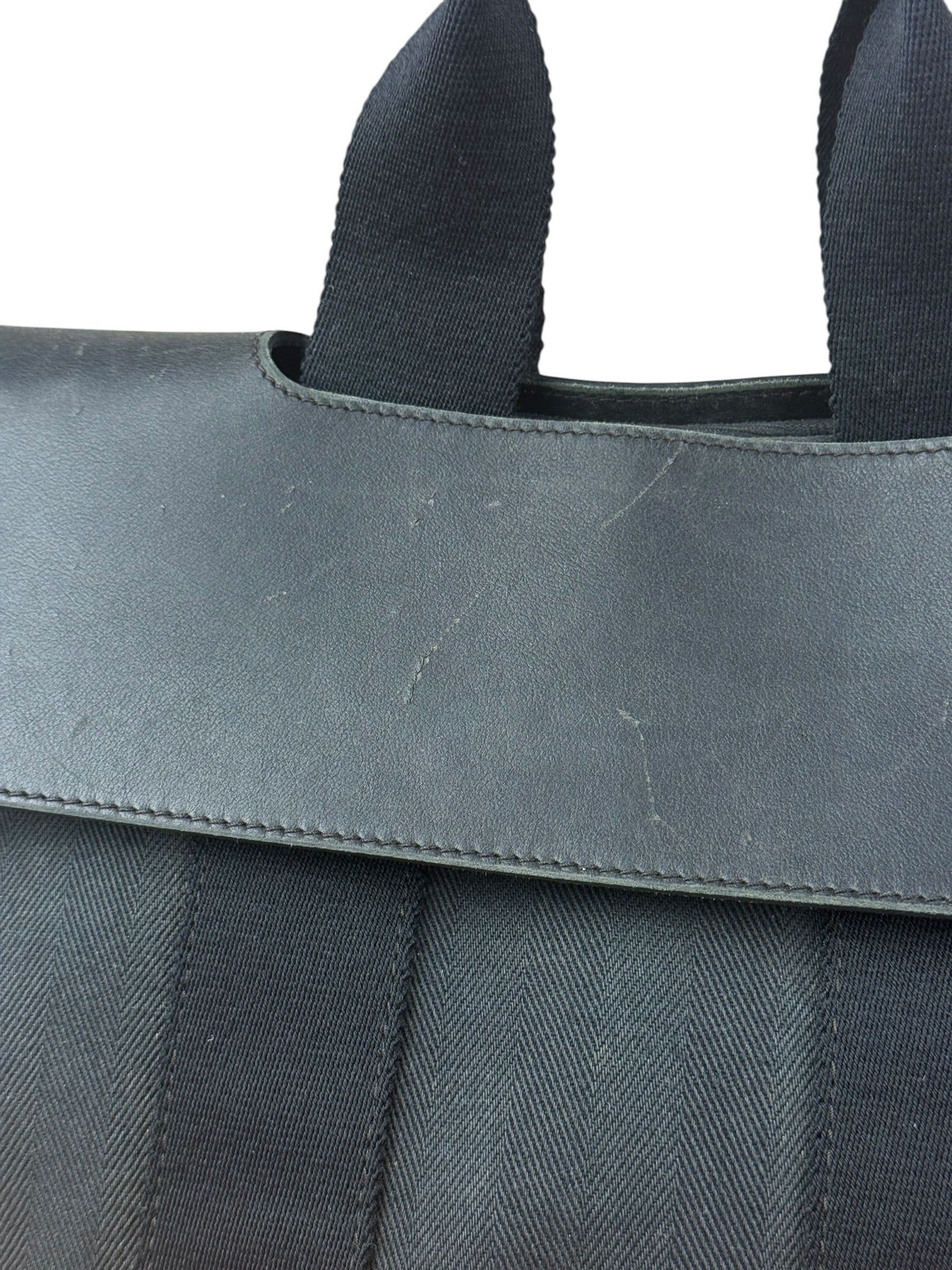 Hermes Black Canvas Leather Valparaiso Handbag