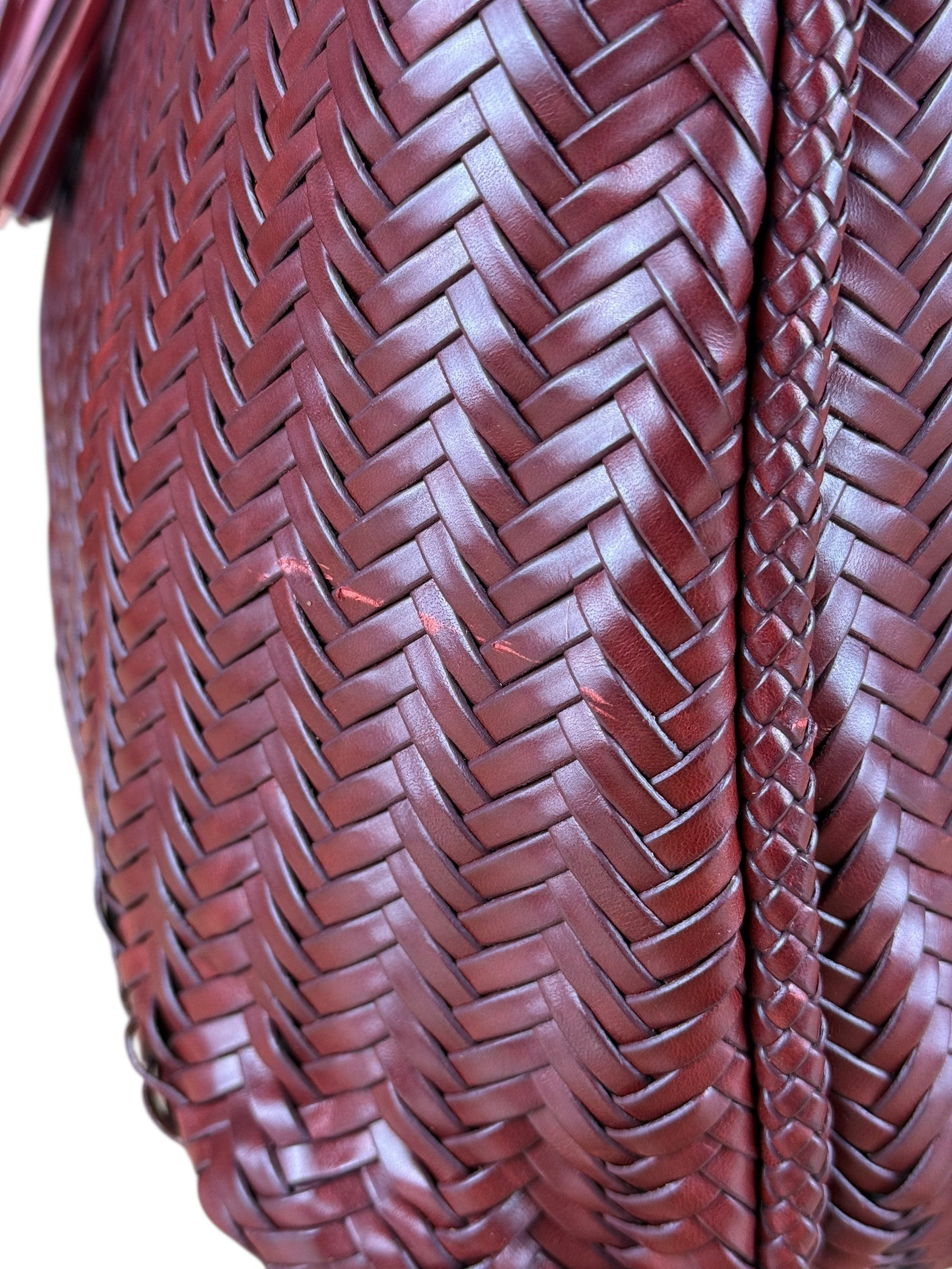 Polo Ralph Lauren Red Woven Leather Tote