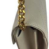 YSL Cream Pebbled Leather Cassandre Envelope Small Wallet On Chain