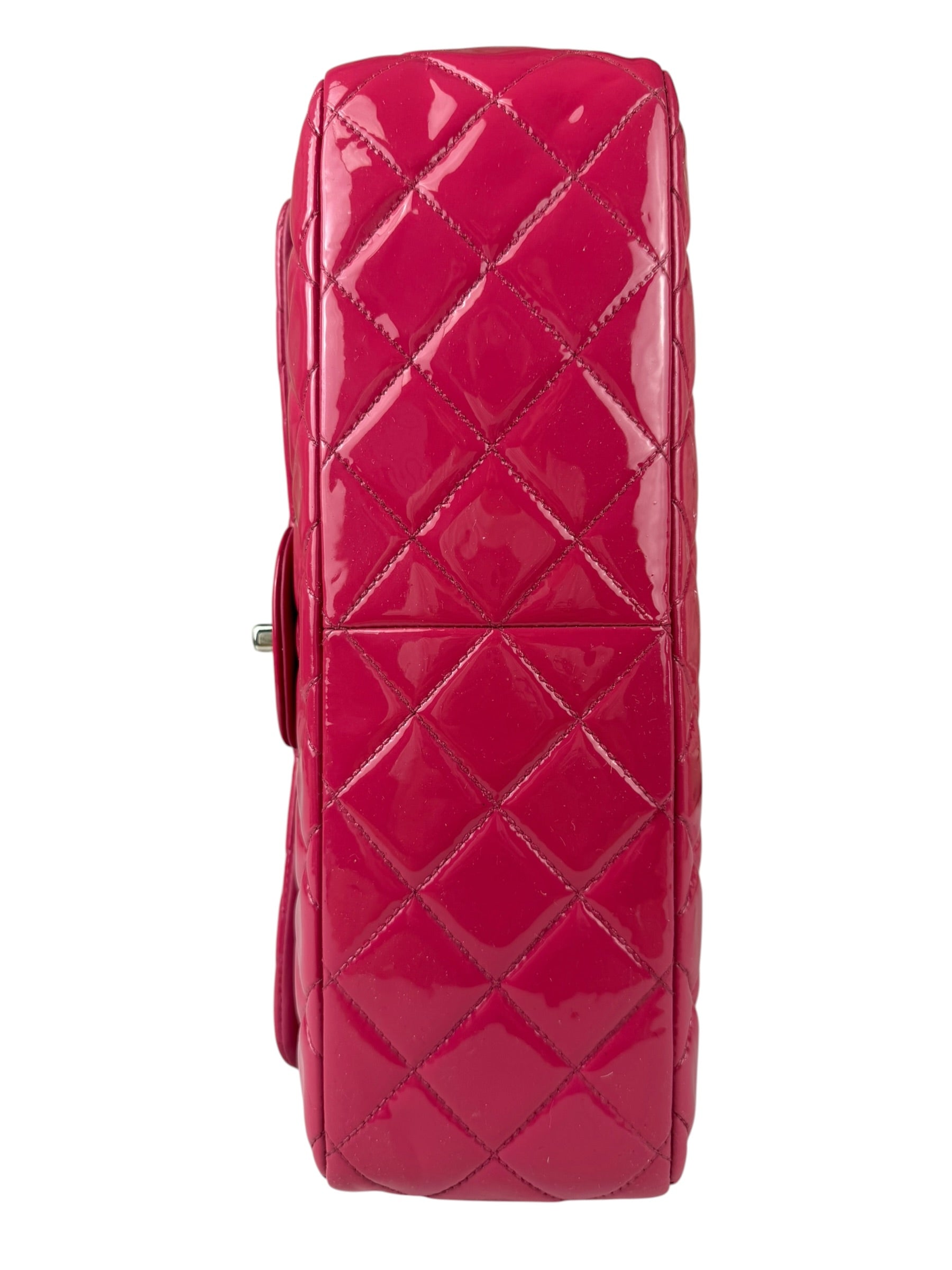 Chanel Hot Pink Large Patent Leather Double Flap Shoulder Bag 2014
