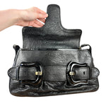 Fendi Black Patent Buckle Leather Shoulder Bag