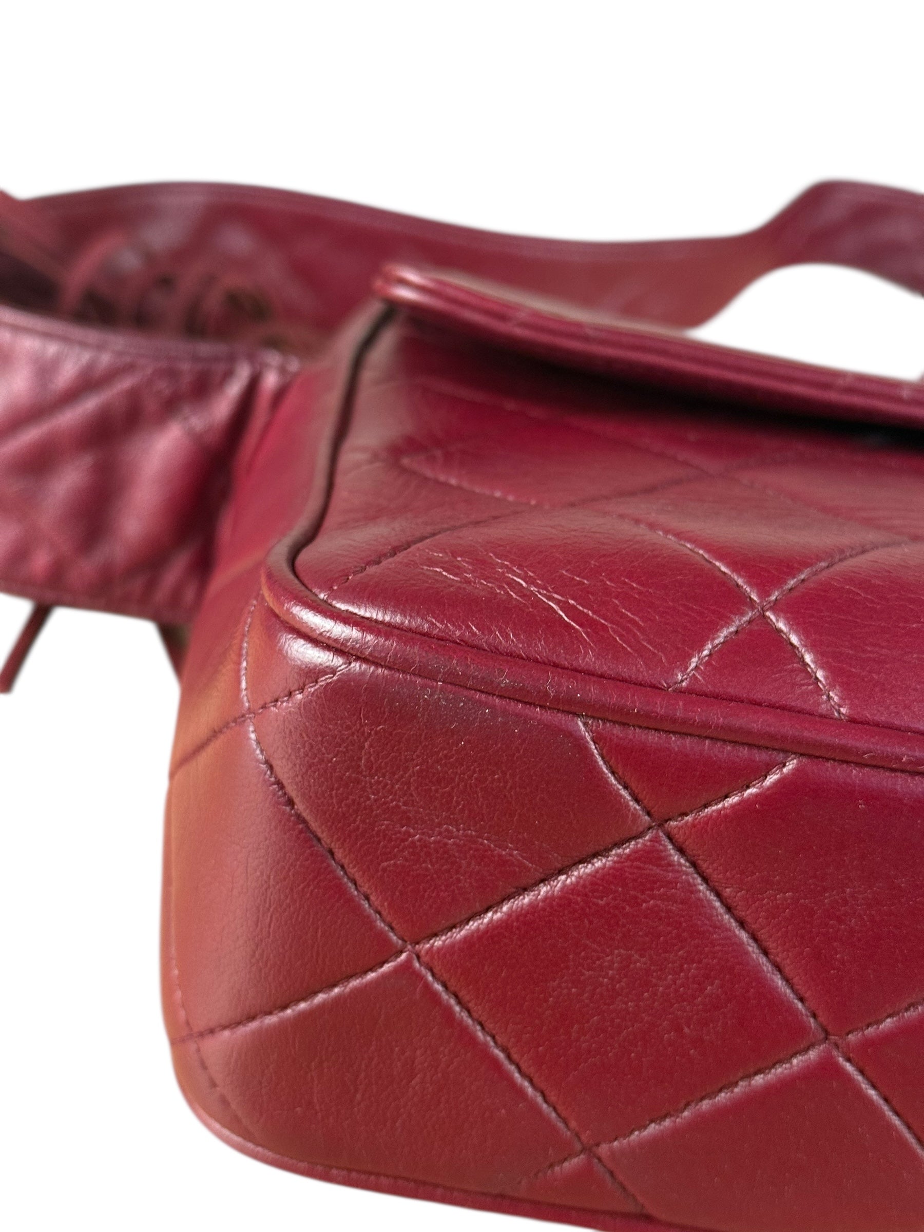 Chanel Vintage Burgundy Quilted Leather CC Camera Bag