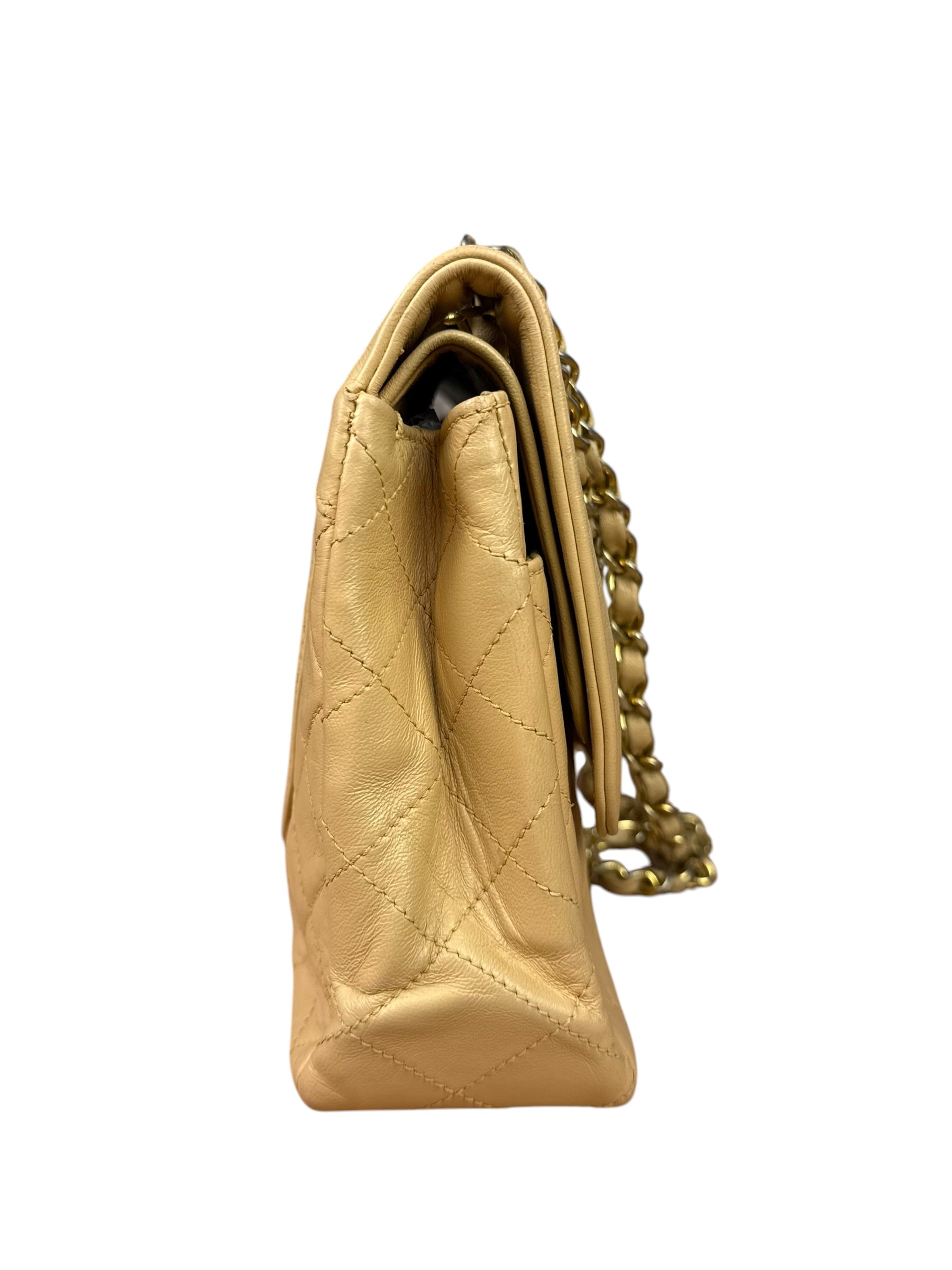 Chanel Beige Quilted Leather Two-Toned Double Flap Bag '94-'96