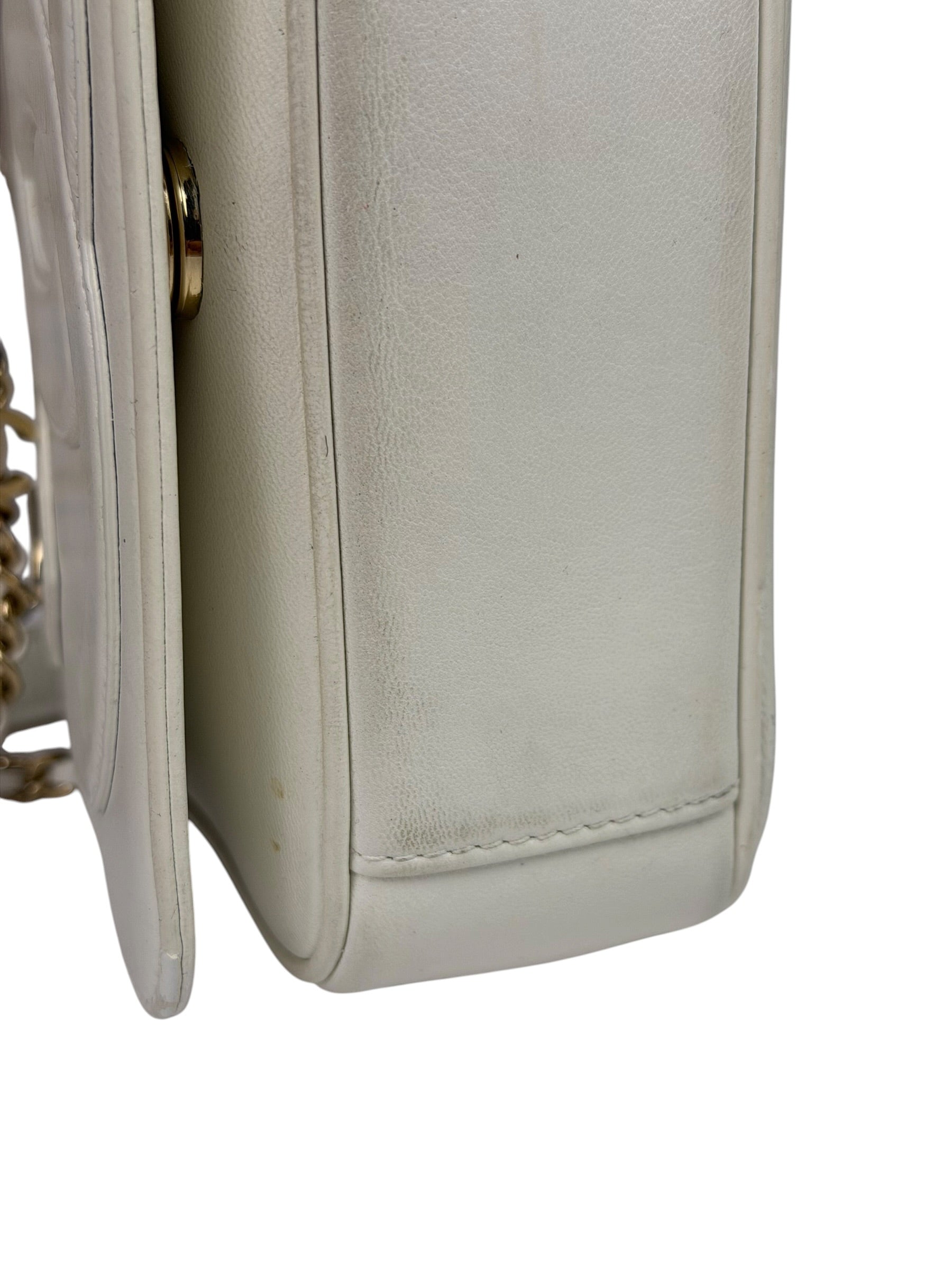 Chanel White Leather CC Mania Flap Bag 2019