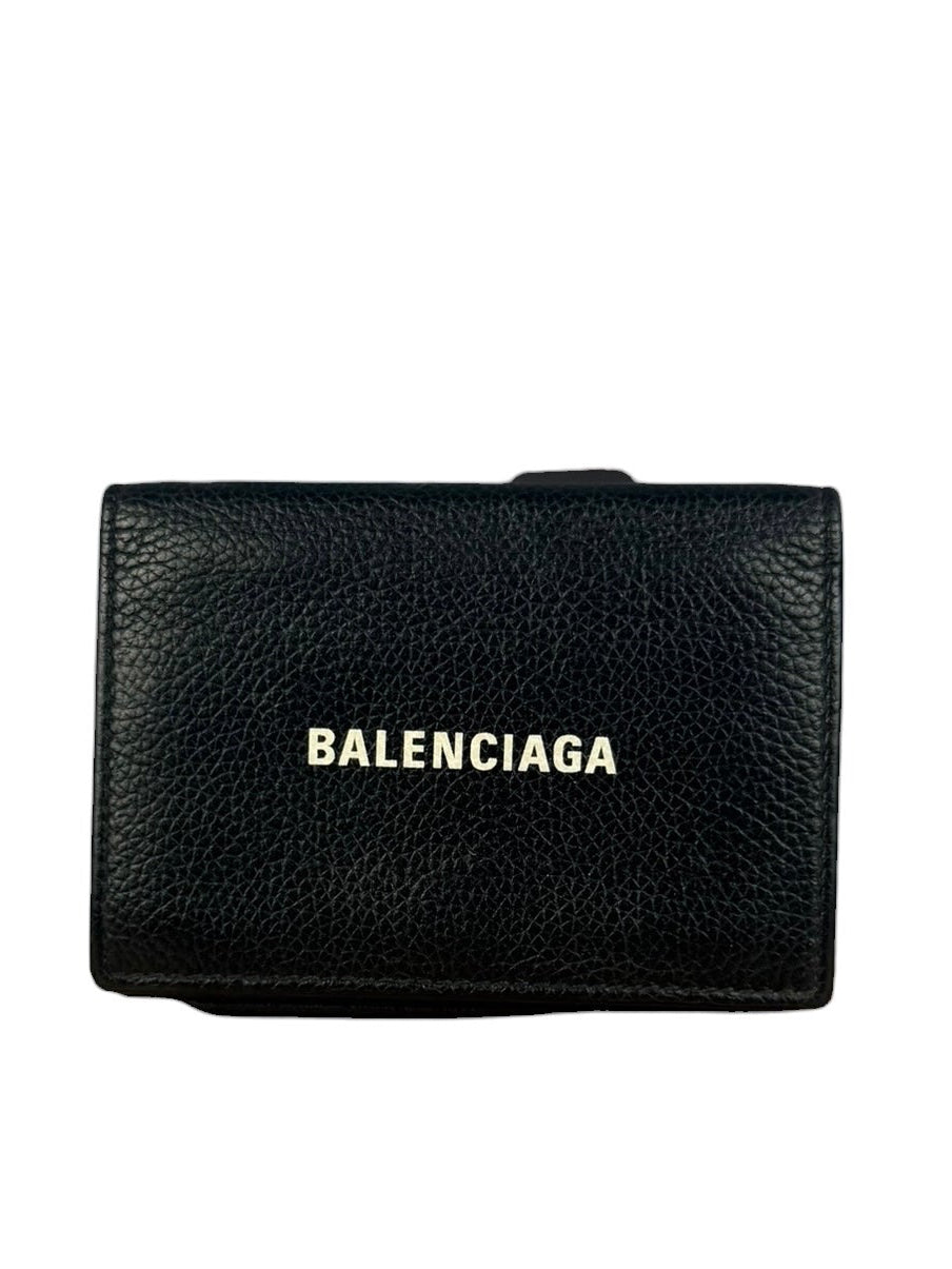 Balenciaga Black Leather Cash Mini Wallet