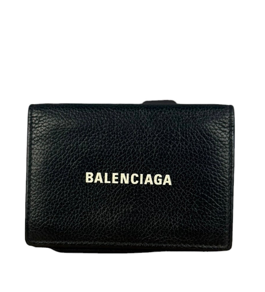Balenciaga Black Leather Cash Mini Wallet