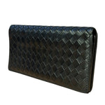Bottega Veneta Black Intercciato Long Wallet