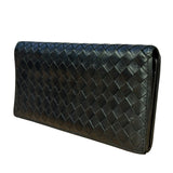 Bottega Veneta Black Intercciato Long Wallet