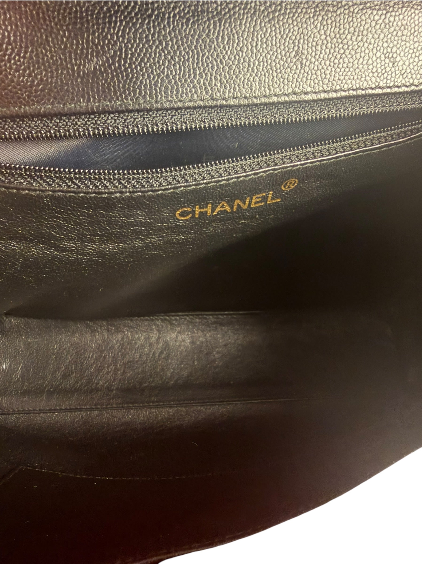 Chanel Black Pebbled Leather Curved Flap 1997