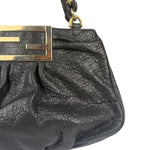Fendi Black Leather Mia Chain Hobo Bag