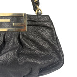 Fendi Black Leather Mia Chain Hobo Bag
