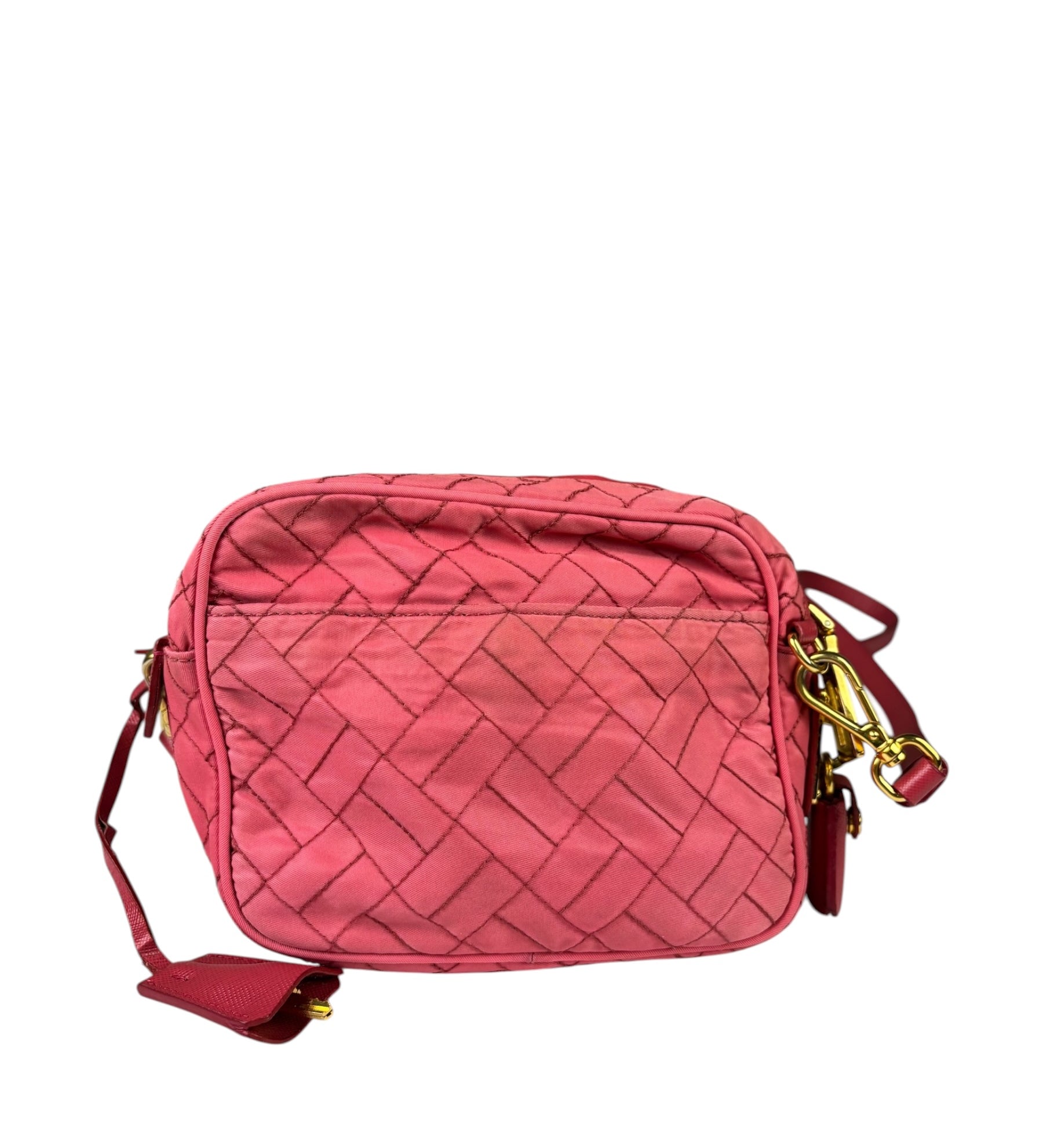 Prada Pink Leather Trim/Synthetic Tessuto Camera Bag