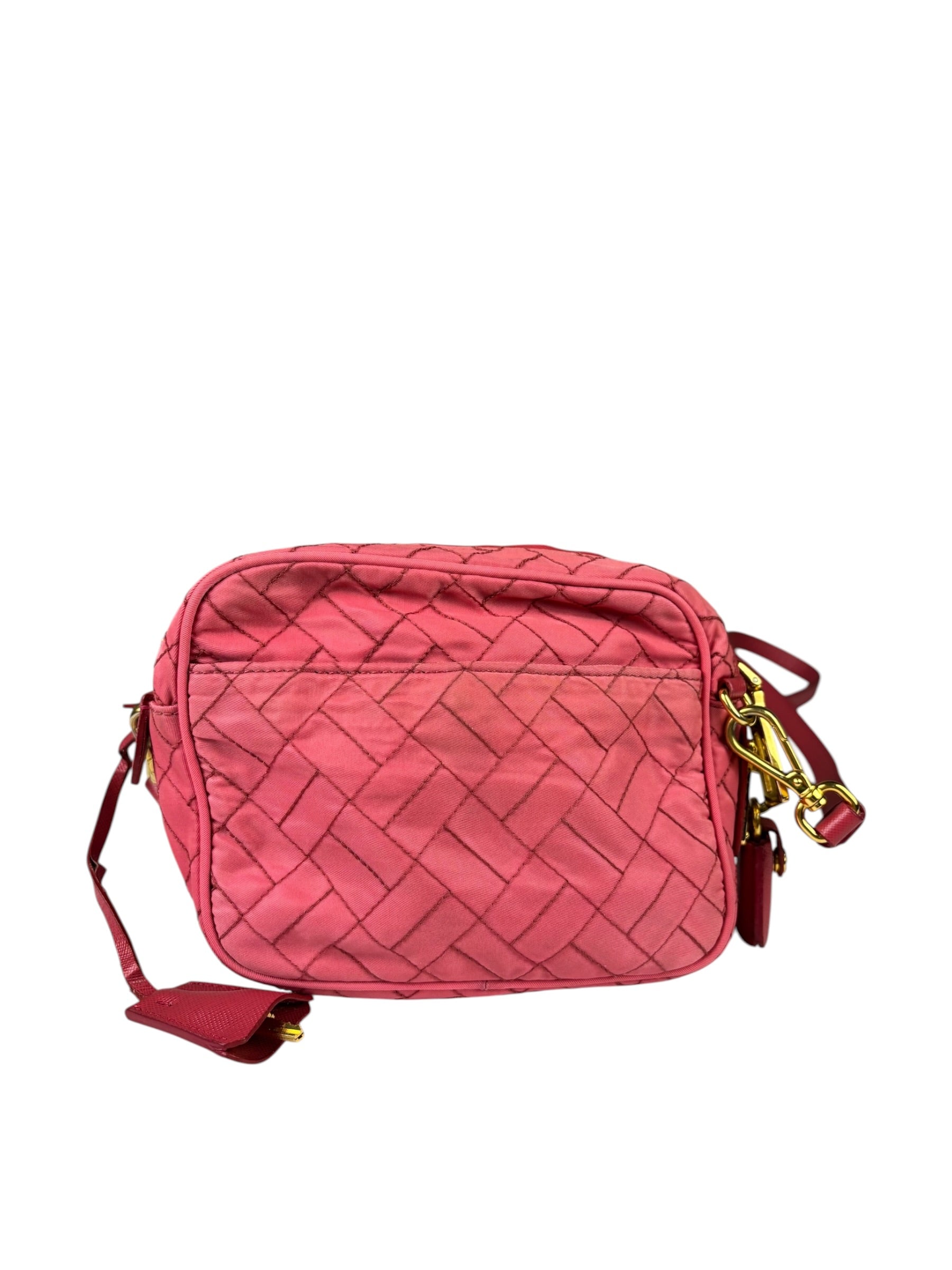 Prada Pink Leather Trim/Synthetic Tessuto Camera Bag
