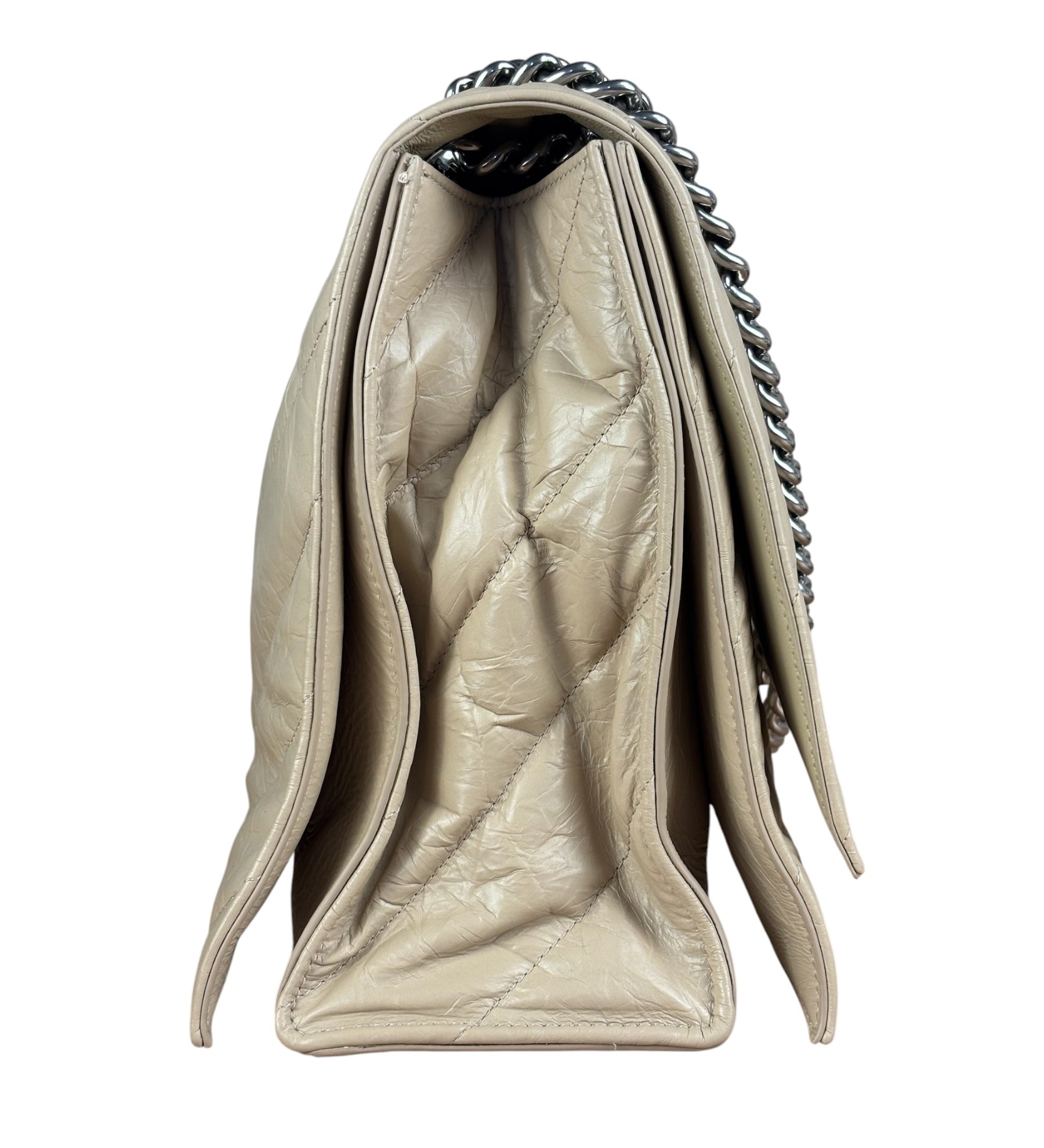 Balenciaga Beige Calfskin Crush Chain Bag