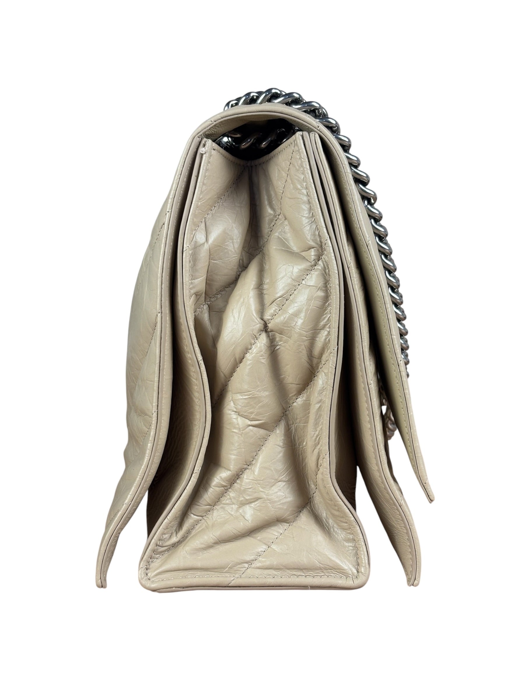 Balenciaga Beige Calfskin Crush Chain Bag