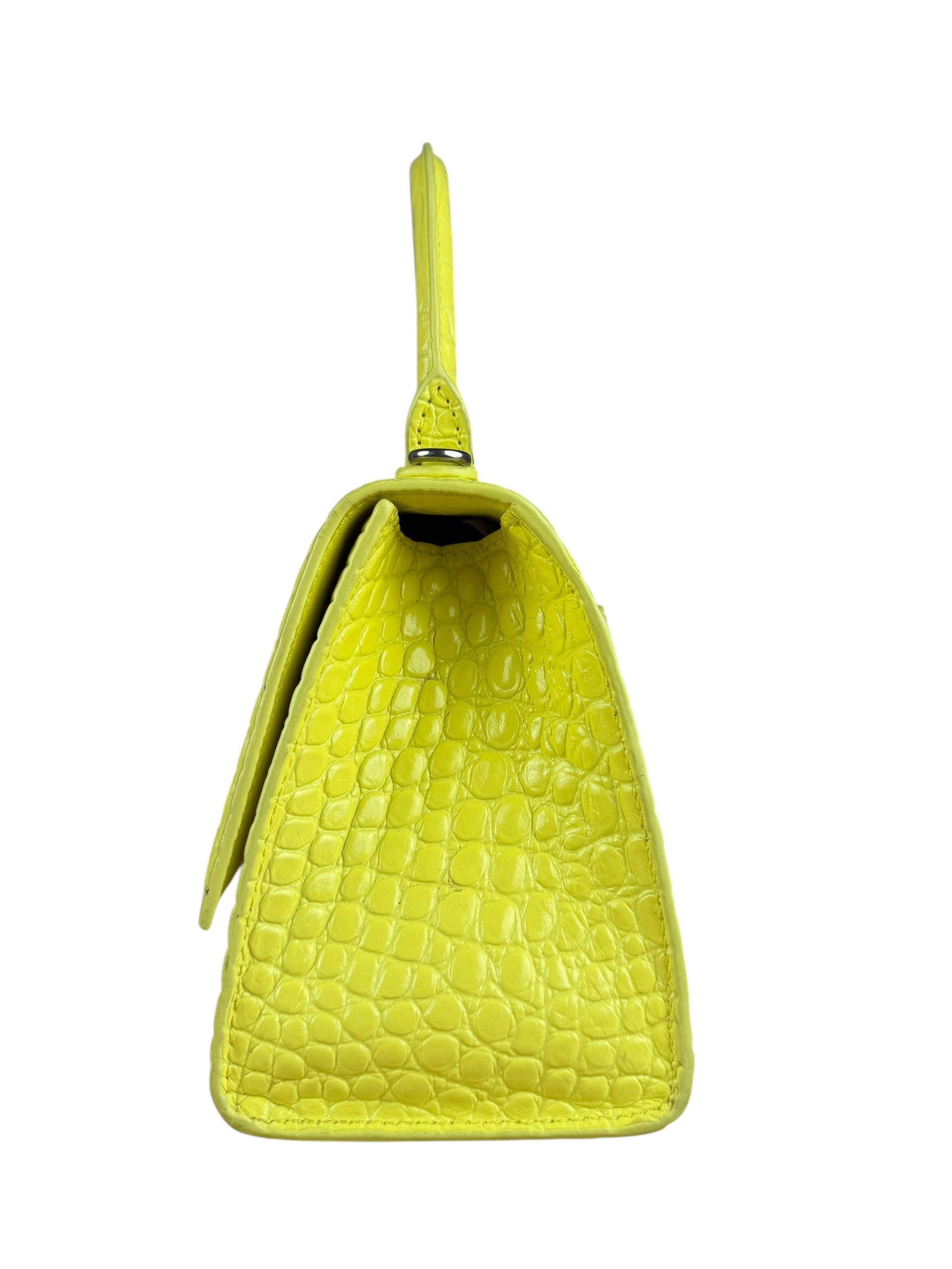 Balenciaga Small Yellow Croc Hourglass 2Way