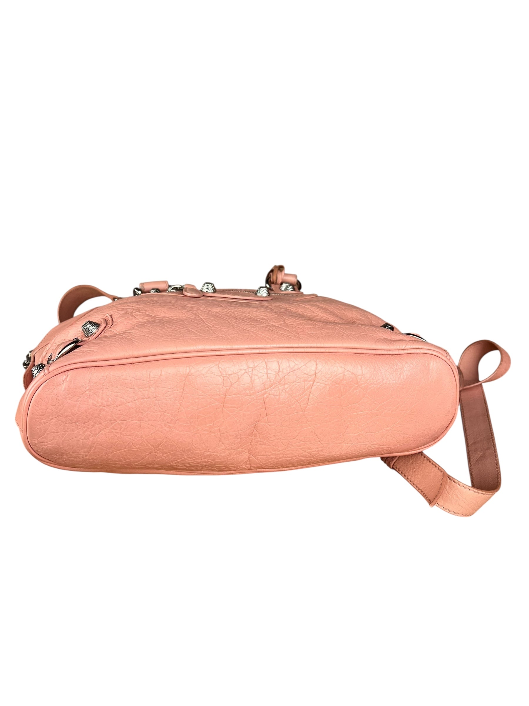 Balenciaga Pink Moto Leather Dome 2Way City Bag