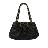 Fendi Black Leather Mia Chain Hobo Bag