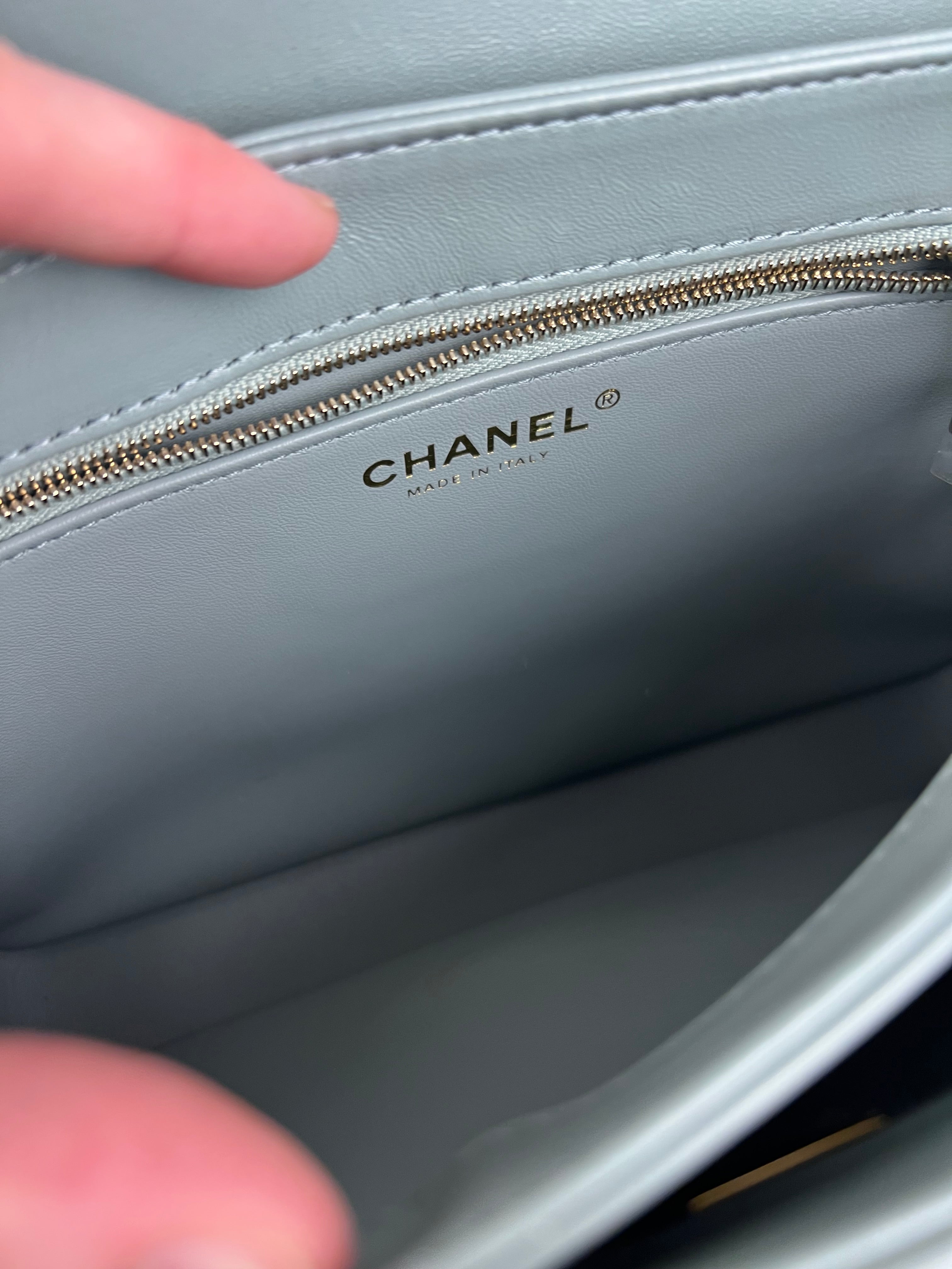 Chanel CC Trendy Blue Leather Flap Top Handle Bag