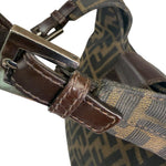 Fendi Brown Leather Trim Zucca Hobo Bag