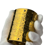Chanel Vintage Gold CC Print Cuff Bracelet