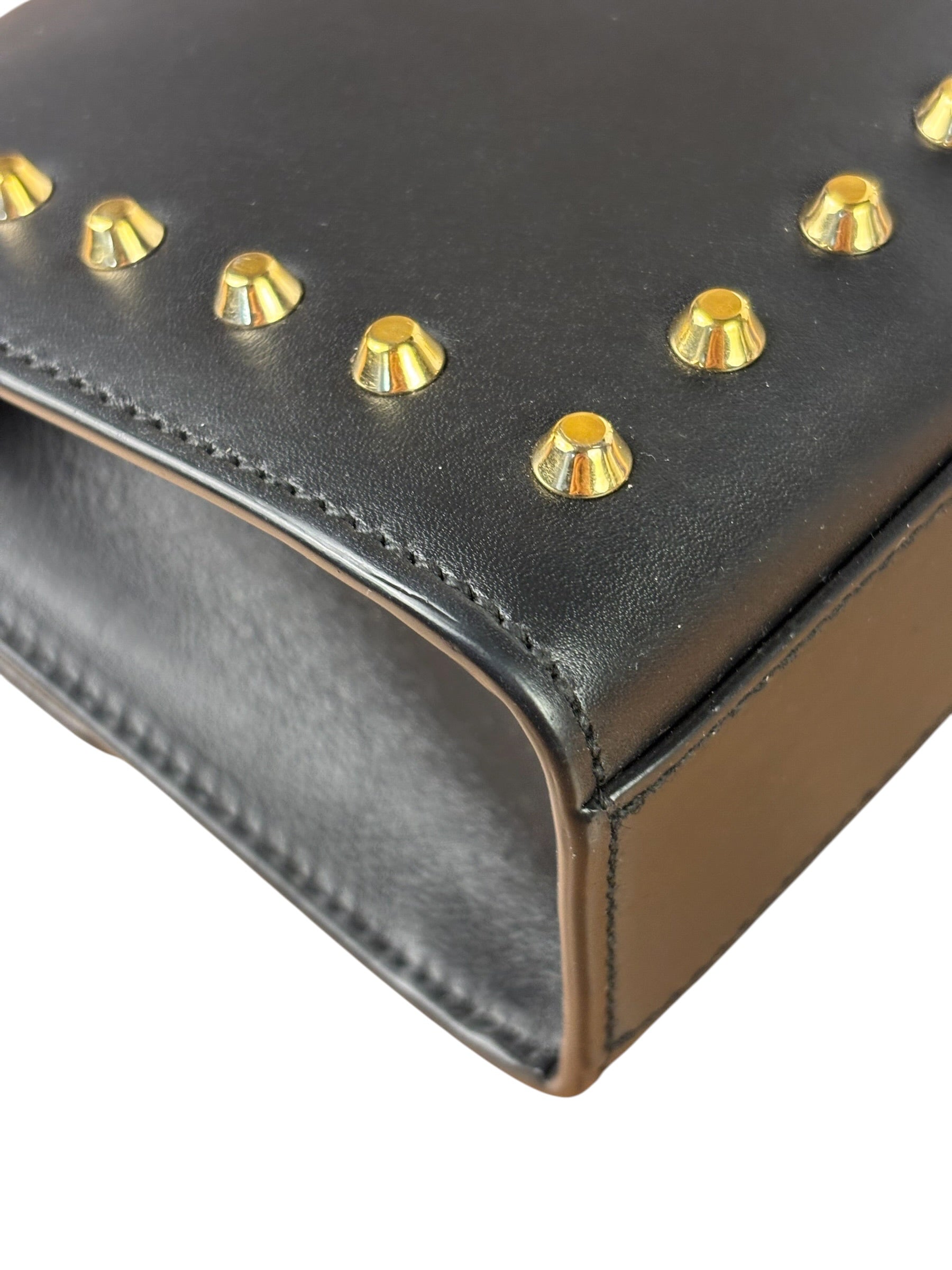 Gucci Small Pearl Studded Leather Padlock Crossbody Black