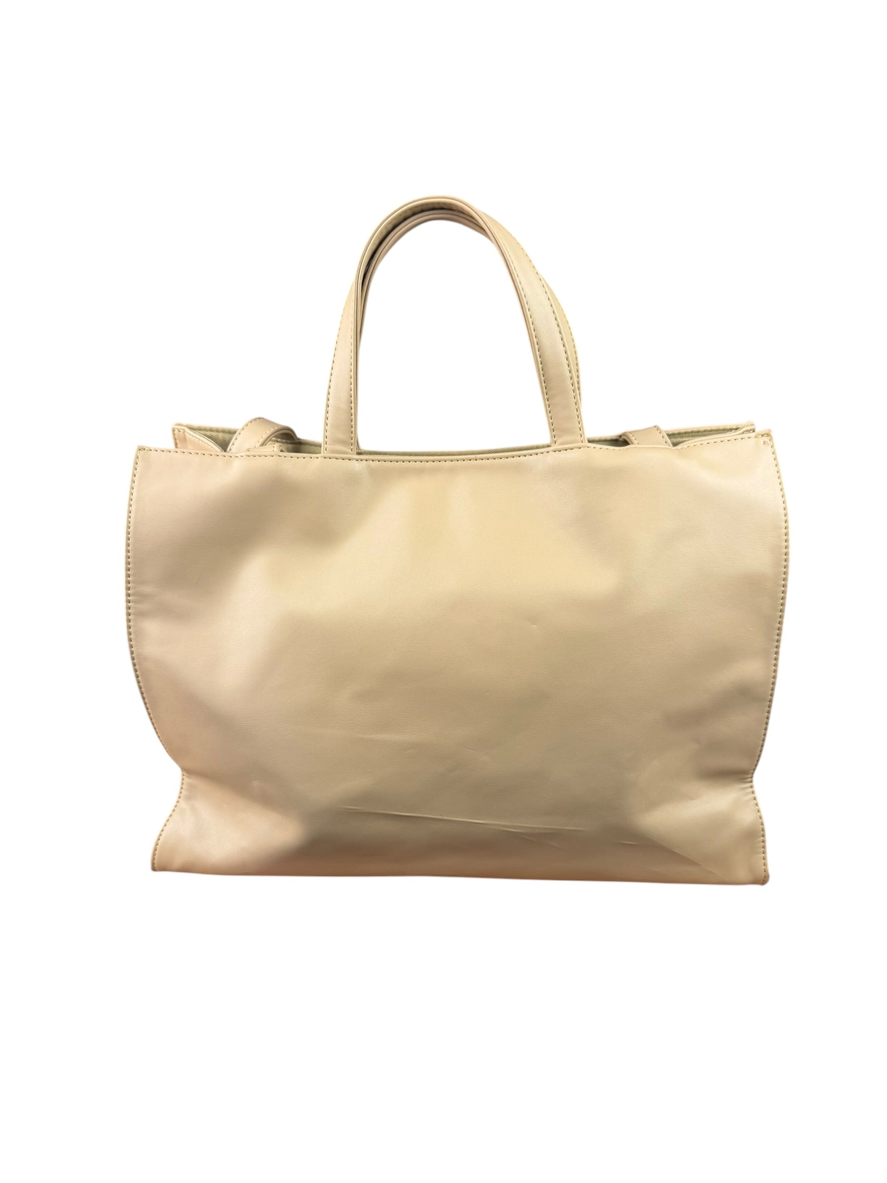 Telfar Cream Leather Medium Shopping Tote Bag