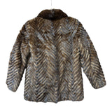 Vintage Hazel Brown Chevron Stripped Mink Fur Coat