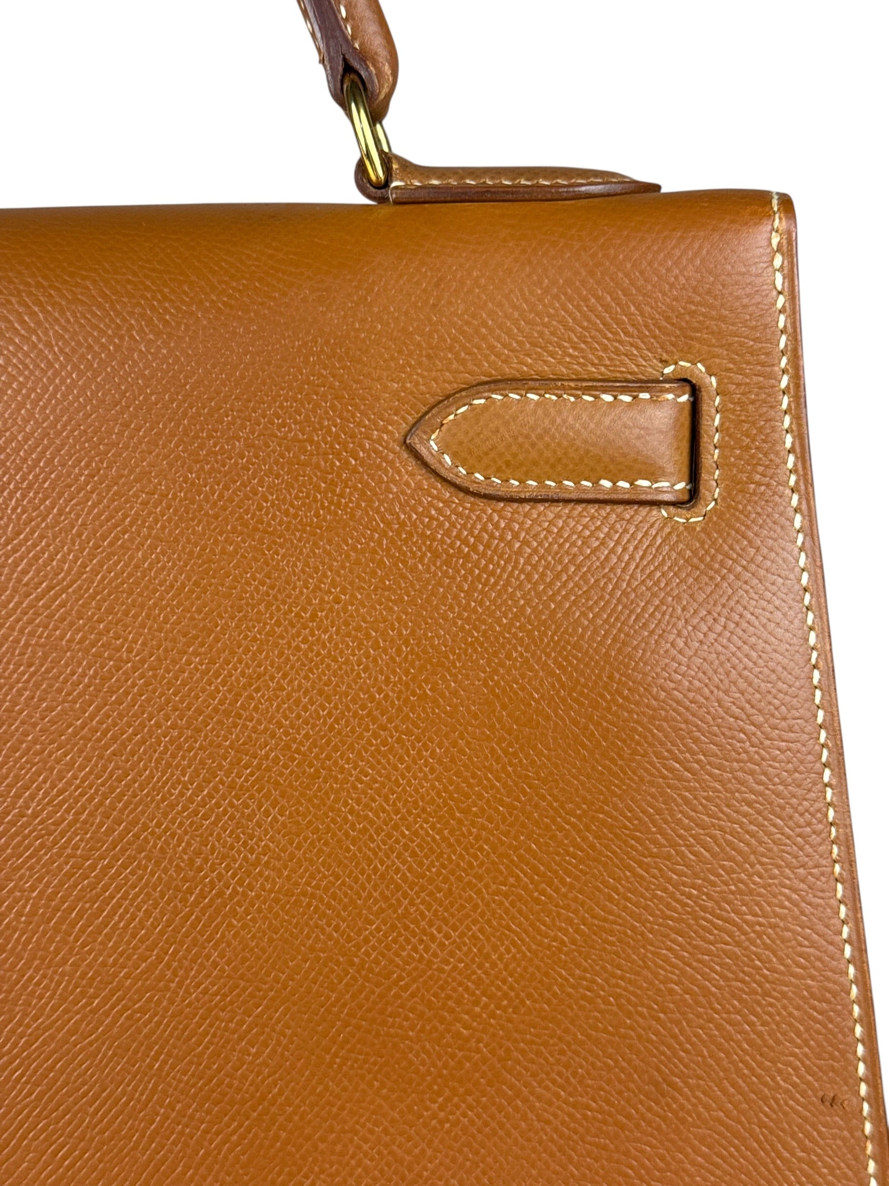 Hermes Kelly 32 Sellier Epsom Gold Handbag 1995