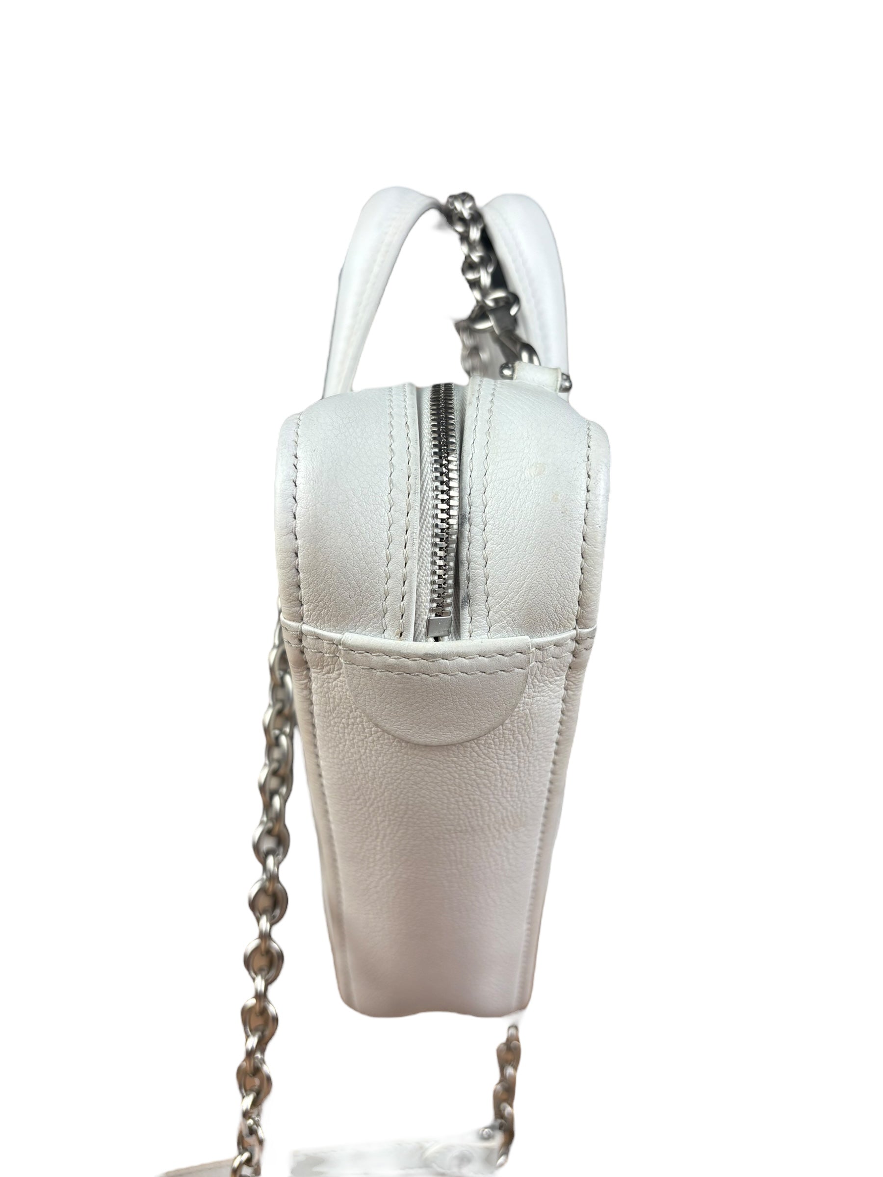 Balenciaga White Leather Triangle 2Way Bag