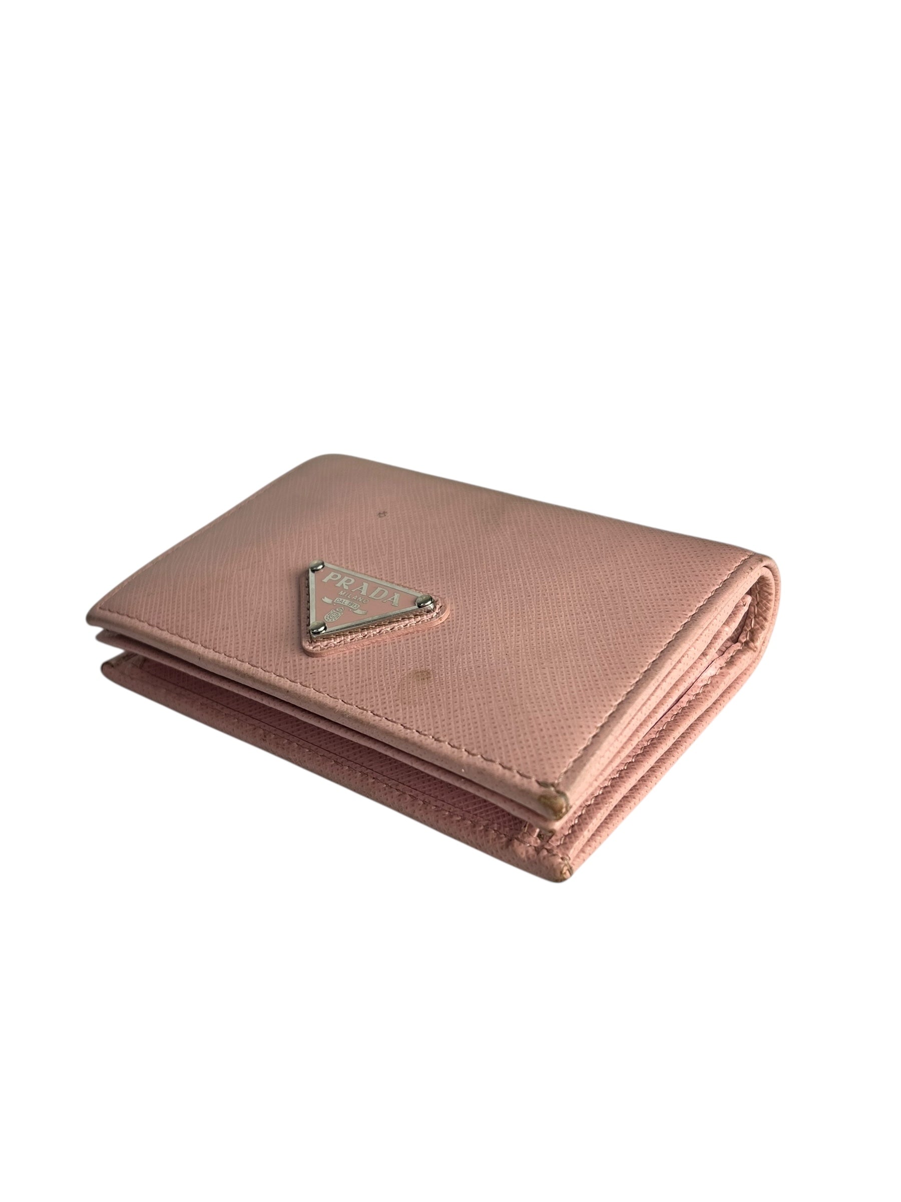 Prada Pink Saffiano Leather Compact Wallet