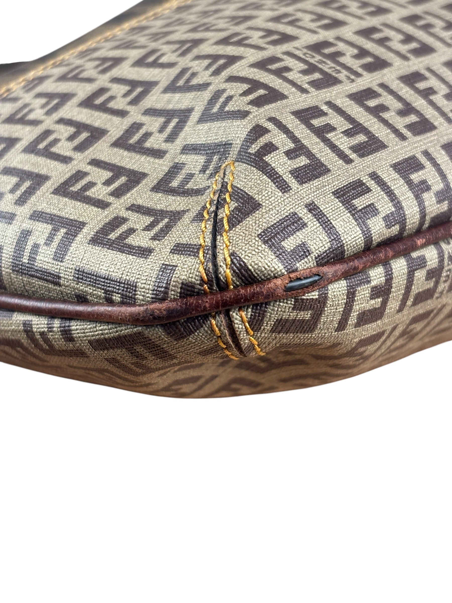 Fendi Vintage Two-Tone Leather Zucchino Messenger/Shoulder Bag