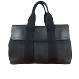 Hermes Black Canvas Leather Valparaiso Handbag
