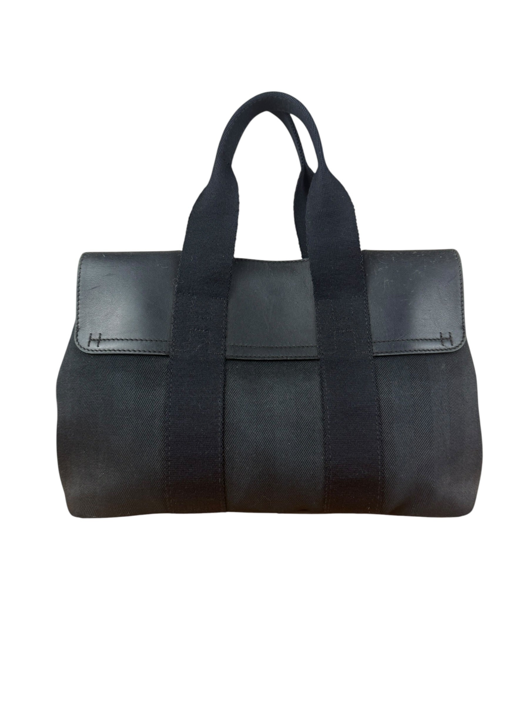 Hermes Black Canvas Leather Valparaiso Handbag