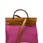 Hermes Pink/Brown Leather Trim Herbag Zip 31 Two-Way Bag