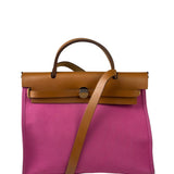 Hermes Pink/Brown Leather Trim Herbag Zip 31 Two-Way Bag