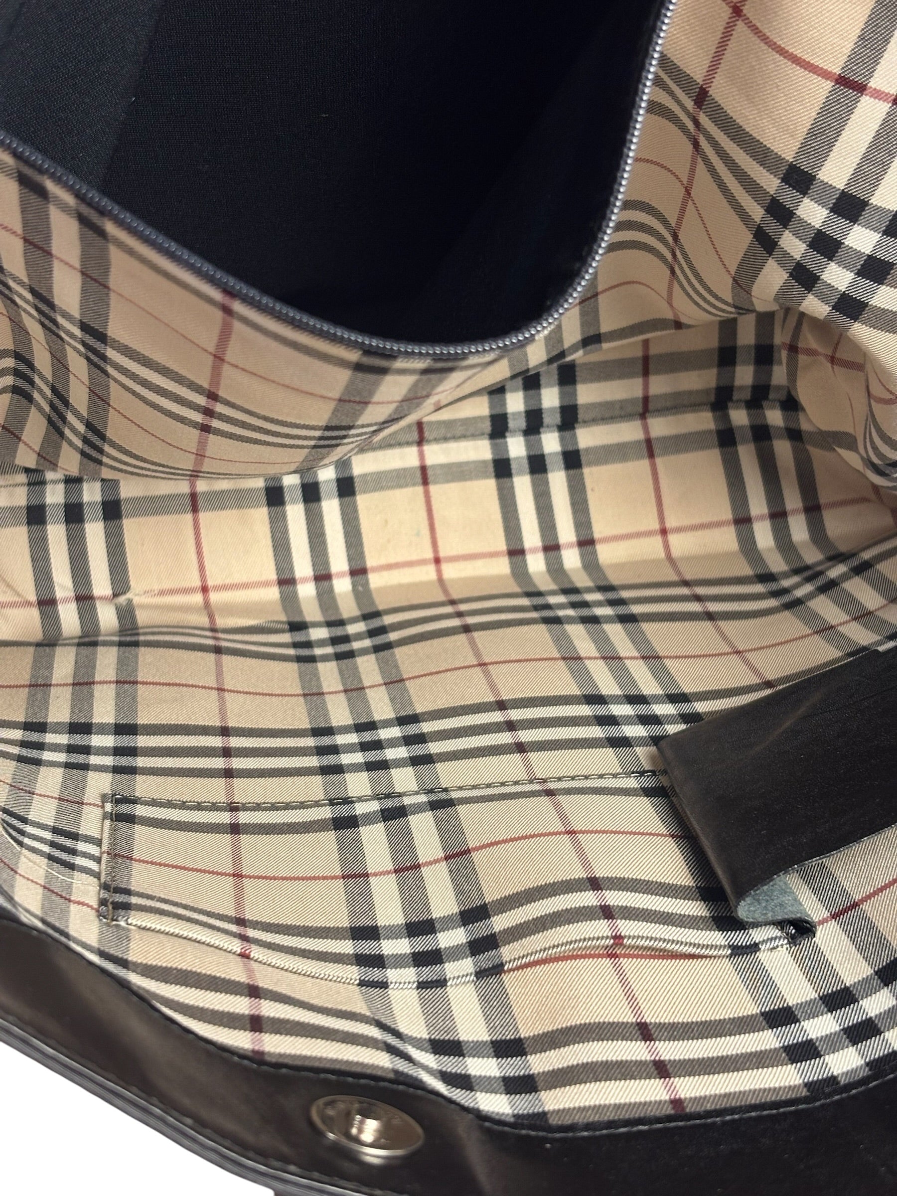 Burberry Grey Nylon/Leather Trim Tote