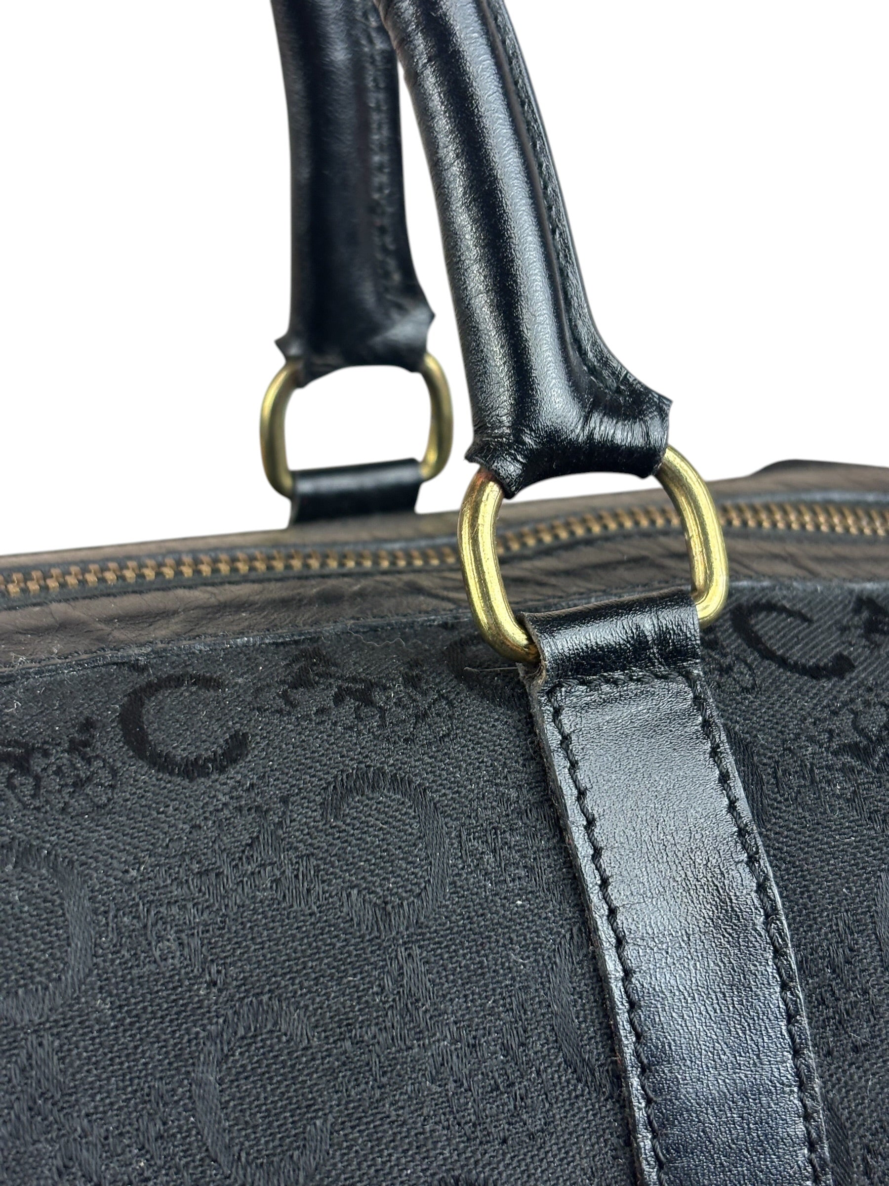 Celine Black Leather Wear Macadam Monogram Mini Boston Bag