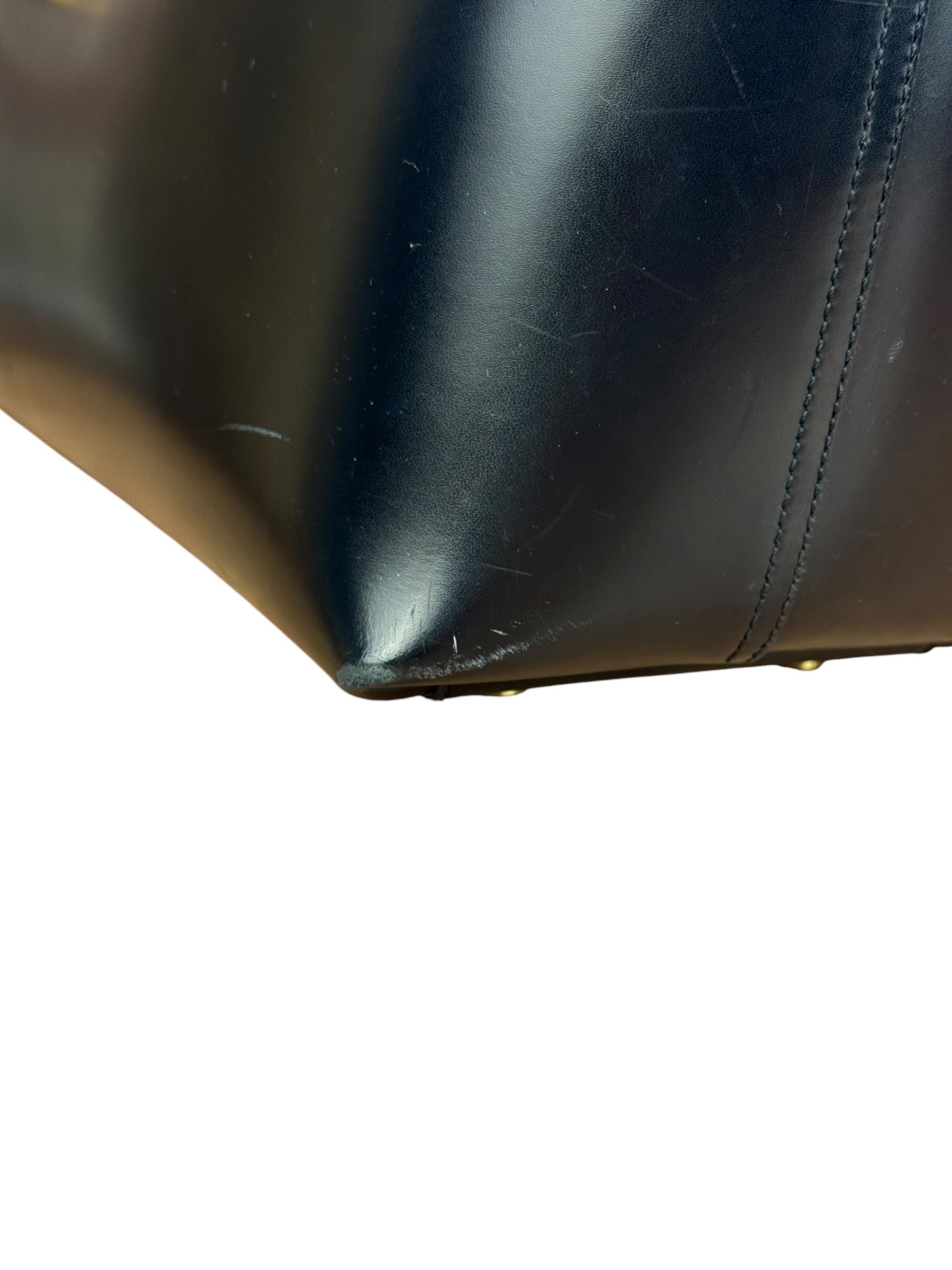 Saint Laurent Black Leather Shopping Tote Bag